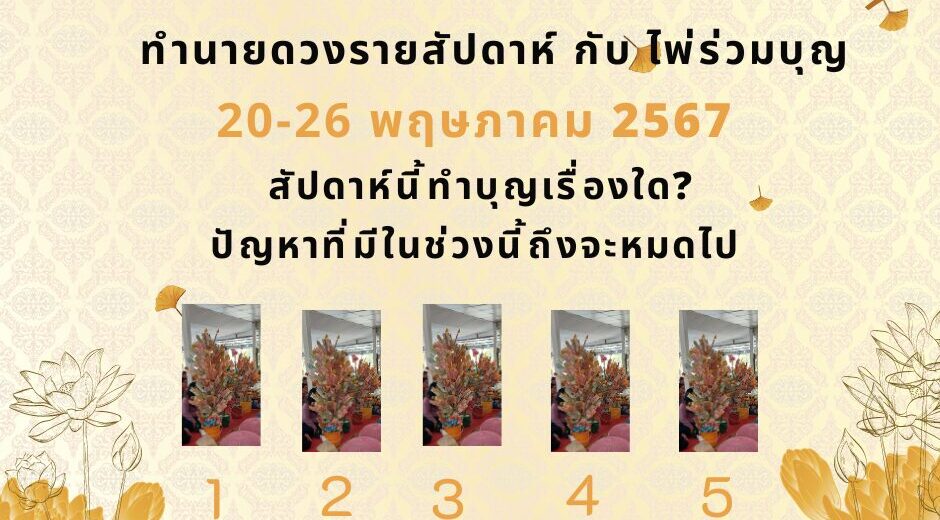ทำนายดวงรายสัปดาห์กับไพ่ร่วมบุญ 20-26 พค 2567