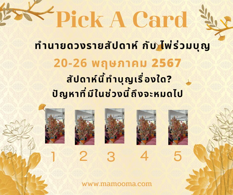 ทำนายดวงรายสัปดาห์กับไพ่ร่วมบุญ 20-26 พค 2567