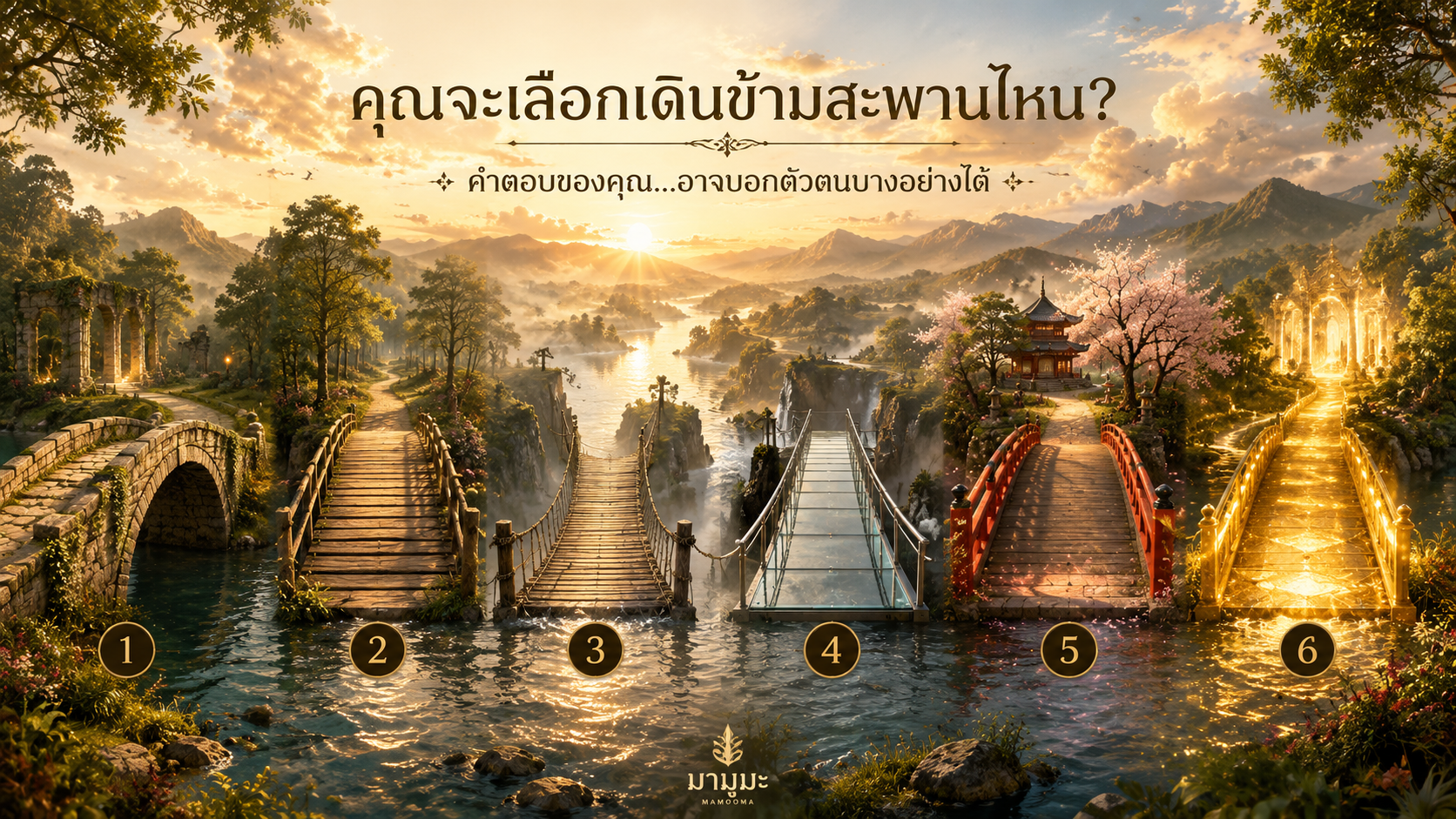 ดูดวง เลือกสะพานที่ดึงดูดสายตาคุณที่สุด แบบทดสอบจิตวิทยาเผยสิ่งที่ซ่อนอยู่ในตัวคุณ 4 เลือกสะพานที่ดึงดูดสายตาคุณที่สุด แบบทดสอบจิตวิทยาเผยสิ่งที่ซ่อนอยู่ในตัวคุณ